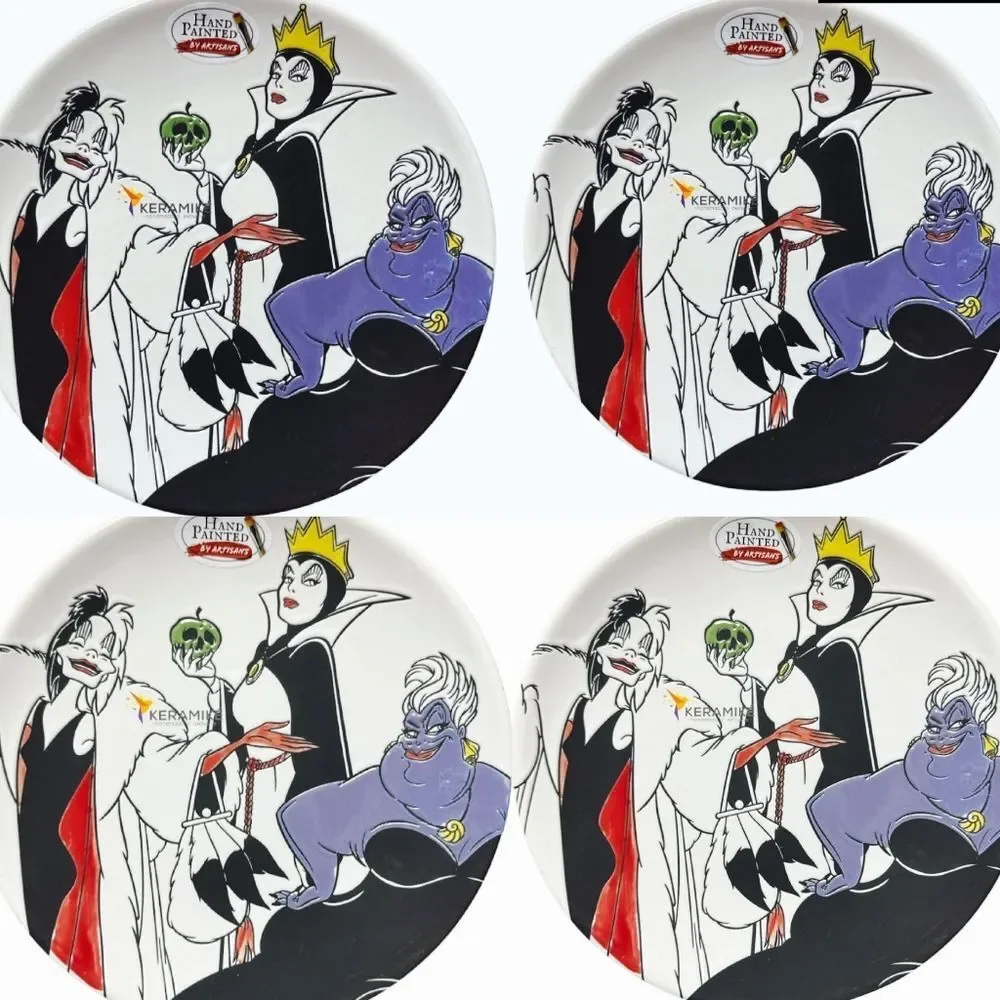 Disney Villains Hand Painted Collector Plates- Set Of 4‎